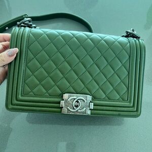 Chanel medium Boy bag green